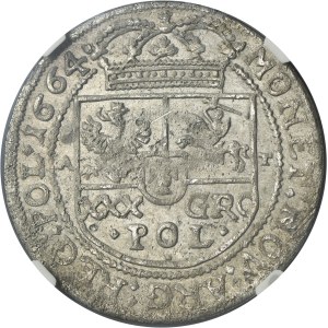 Jan II Kazimierz, Tymf Kraków 1664 AT - SALVS - NGC AU DETAILS