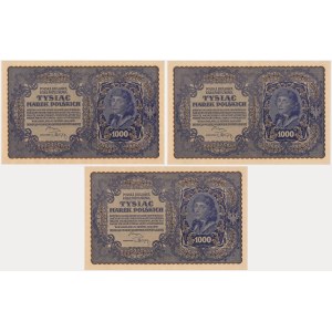 1,000 marks 1919 - III Series B (3 pieces).