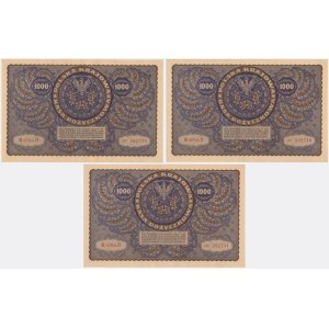 1,000 marks 1919 - III Series B (3 pieces).