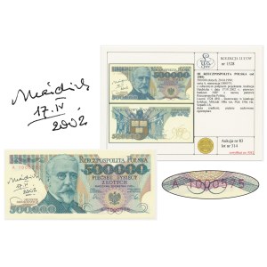 500,000 gold 1990 - A - first series - autographed by A. Heidrich - Lucow Collection