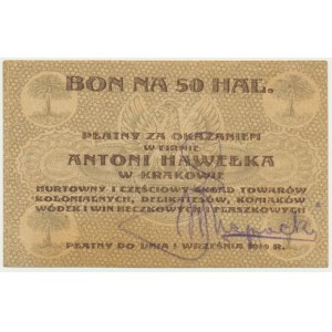 Kraków, Antoni Hawełka, 50 halerzy 1919 - nienotowany podpis