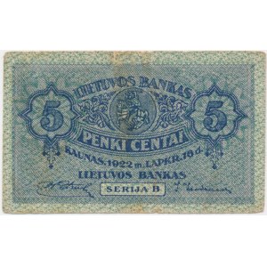Lithuania, 5 Centai 1922