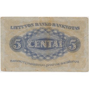 Lithuania, 5 Centai 1922