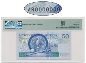50 złotych 1994 - AR 0000000 - WZÓR AKCEPTACYJNY BEZ NADRUKÓW - PMG 66 EPQ - UNIKAT