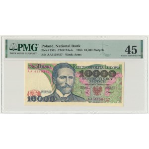 10,000 PLN 1988 - AA - PMG 45