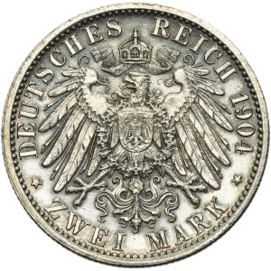 Germany, Hessen-Darmstadt, Ernst Ludwig, 2 Mark Berlin 1904 A