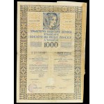 Towarzystwo Kredytowe Ziemskie w Warszawie, obligation hypothécaire à 6 % 1929, 1 000 francs français - ensemble de 6.