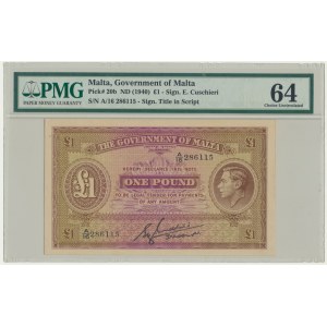 Malta, 1 Pound (1940) - PMG 64