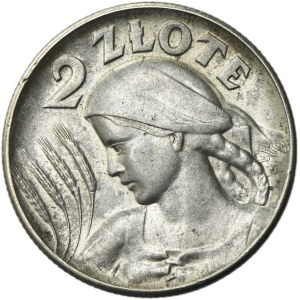 Kobieta i kłosy, 2 złote Filadelfia 1925 - bez kropki po dacie