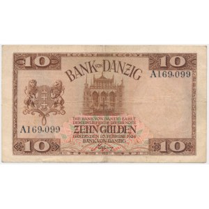 Danzig, 10 Gulden 1924 - A - RARE VARIETY