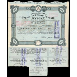 Portland-Cement Factory Society High, 5 x 1,000 mkp 1920