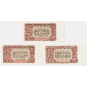 Czechoslovakia, 10 Korun 1953 - SPECIMEN AND REGULAR (3 pcs.)
