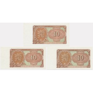 Czechoslovakia, 10 Korun 1953 - SPECIMEN AND REGULAR (3 pcs.)