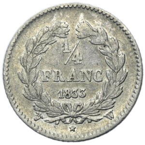 Francie, Ludvík Filip I., 1/4 Frank Lille 1833 W