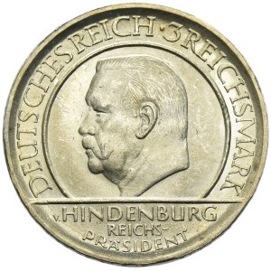 Germany, Weimar Republic, 3 Mark Hamburg 1929 J - Weimar Oath