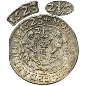 Sigismund III Vasa, 1/4 Thaler Danzig 1623 - PR• - double date