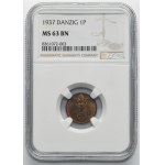 Free City of Danzig, 1 pfennig 1937 - NGC MS63 BN