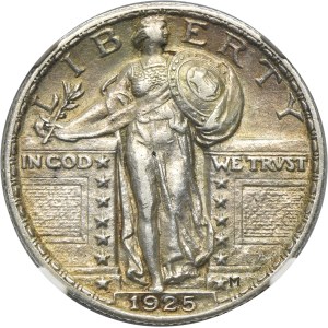 USA, 1/4 Dollar Philadelphia 1925 - Standing Liberty - NGC AU DETAILS