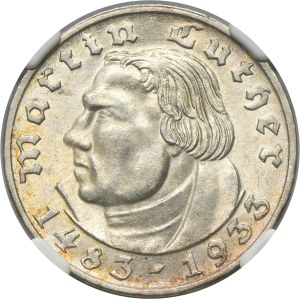 Germany, Weimar Republic, 2 Mark Stuttgart 1933 F - NGC MS63