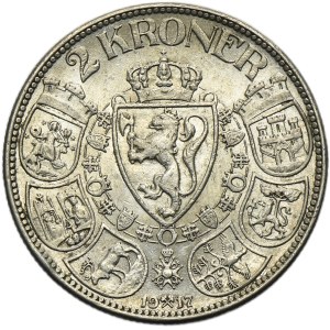 Norway, Haakon VII, 2 Kroner Kongsberg 1917