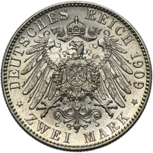 Germany, Saxony, Friedrich August III, 2 Mark Muldenhütten 1909