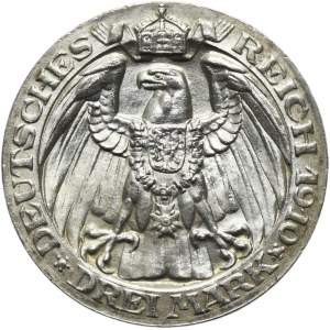 Germany, Kingdom of Prussia, Wilhelm II, 3 Mark Berlin 1910 A