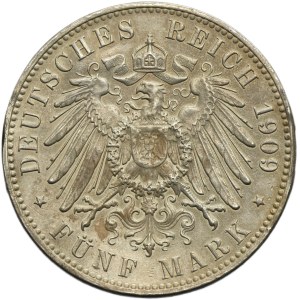 Germany, Saxony, Friedrich August III, 5 Mark Muldenhütten 1909