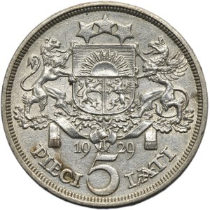 Latvia, Republic of Latvia, 5 Lati 1929