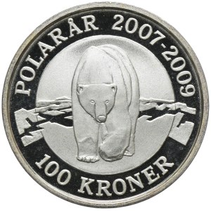 Dánsko, Markéta II, 100 korun Kodaň 2007 - Mezinárodní polární rok, Lední medvěd