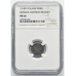 Polish Kingdom, 1 pfennig 1918 - NGC MS62