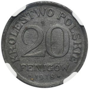 Polish Kingdom, 20 pfennig 1918 - NGC MS63