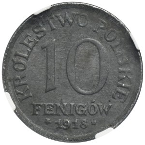 Polish Kingdom, 10 pfennig 1918 - NGC MS62