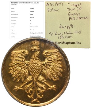 PRÓBA, 50 groszy 1919 - PCGS SP66RD