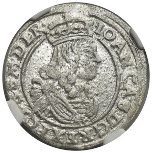 John II Casimir, 6 Groschen Bromberg 1663 AT - NGC AU DETAILS