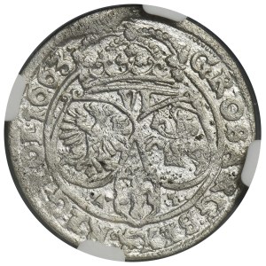 John II Casimir, 6 Groschen Bromberg 1663 AT - NGC AU DETAILS