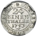 Augustus III of Poland, 1/24 Thaler Dresden 1753 FWôF - NGC MS65