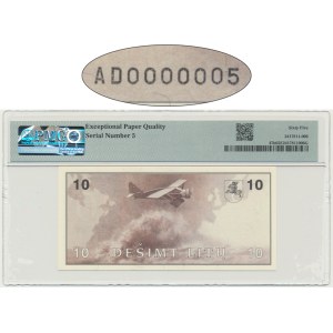 Lithuania, 10 Litu 1991 - AD 0000005 - PMG 65 EPQ - low serial number