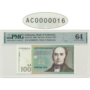 Lithuania, 100 Litu 2000 - AC - PMG 64 - low serial