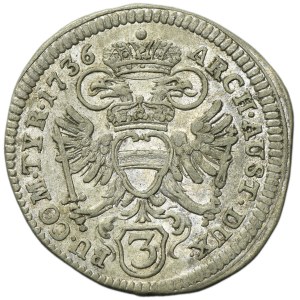 Österreich, Karl VI, 3 Krajcars Wien 1736