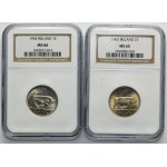 Set, Ireland, 1 Scilling 1954 and 1963 (2 pcs.) - NGC MS65 and MS66