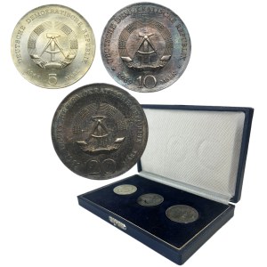 Set, Germania, DDR, 5 marchi, 10 marchi e 20 marchi 1969 (3 pezzi).