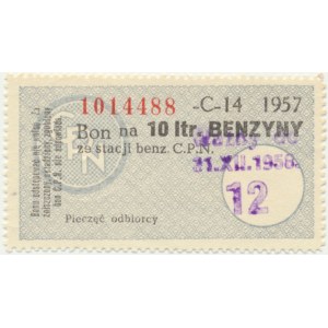 Kartka na 10 litrów benzyny, 1957