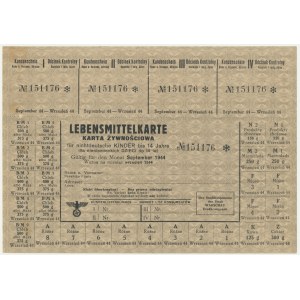 Warsaw, food card, September 1944