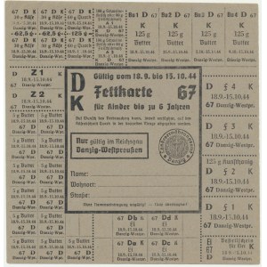 Gdansk, carte d'alimentation, 1944