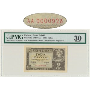 2 gold 1941 - AA 0000928 - PMG 30 - very low number.