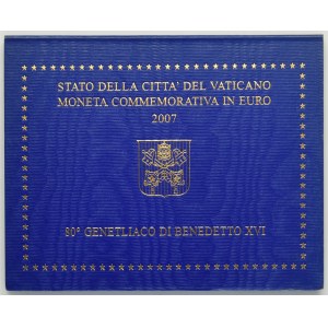 Cirkevný štát, Vatikán, Benedikt XVI, 2 Euro Rím 2007 R - 80. výročie narodenia Benedikta XVI
