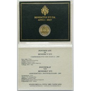 Państwo Kościelne, Watykan, Benedykt XVI, 2 Euro Rzym 2005 R - 20. Światowe Dni Młodzieży