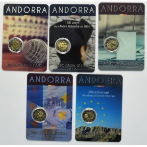 Set, Andorra, 2 Euro 2014-2016 (5 pcs.)