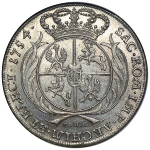 Augustus III of Poland, Thaler Leipzig 1754 EDC - NGC MS60 - ex. Potocki