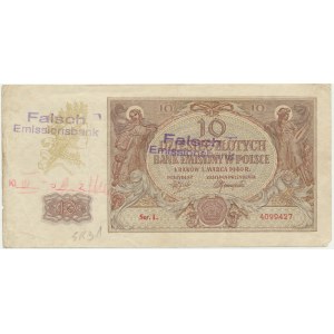 10 zlotys 1940 - L - portant le cachet « Falsch Emissionsbak »